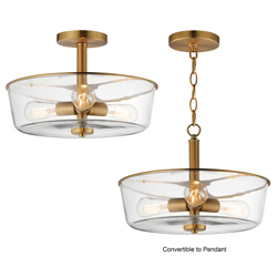 Fuller 3-Light Semi Flush/Pendant Convertible
