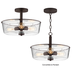 Fuller 3-Light Semi Flush/Pendant Convertible