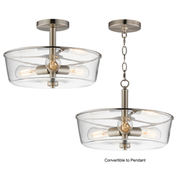 Fuller 3-Light Semi Flush/Pendant Convertible